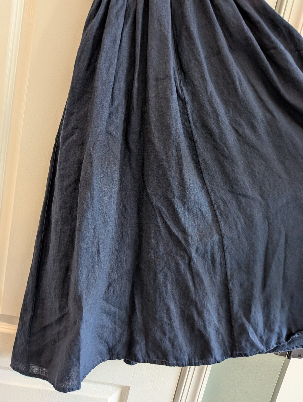 Quince 100% European Linen Fit & Flare Midi Dress Deep Navy Blue Coastal Size XS - Picture 11 of 14